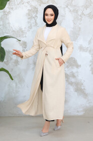  Beige Long Sleeve Coat 11341BEJ 