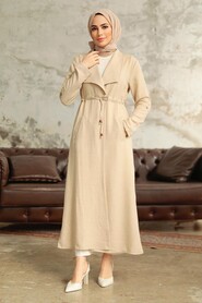  Beige Long Sleeve Coat 11341BEJ - 2