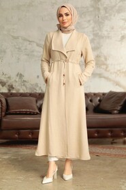  Beige Long Sleeve Coat 11341BEJ - 1