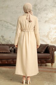  Beige Long Sleeve Coat 11341BEJ - 3