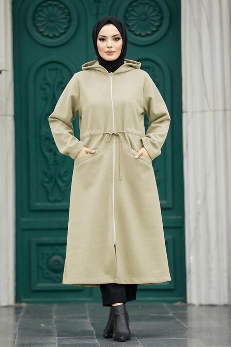  Beige Long Sleeve Coat 5947BEJ - NEVA STYLE