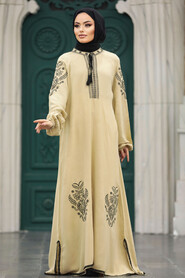  Beige Modest Abaya Dress 10135BEJ - 2