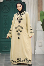  Beige Modest Abaya Dress 11153BEJ - 1
