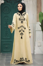  Beige Modest Abaya Dress 11153BEJ - 2