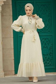  Beige Modest Dress 13451BEJ - 2