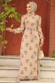  Beige Modest Dress 27935BEJ - 2