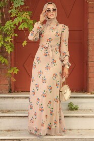  Beige Modest Dress 27935BEJ - 3