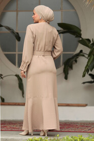  Beige Modest Dress 57452BEJ - 4