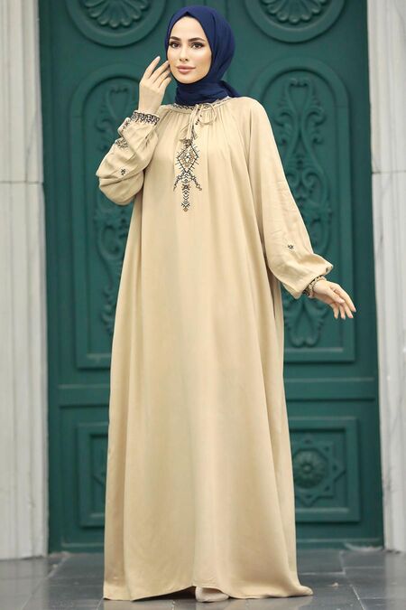  Beige Modest Dress 90021BEJ - NEVA STYLE