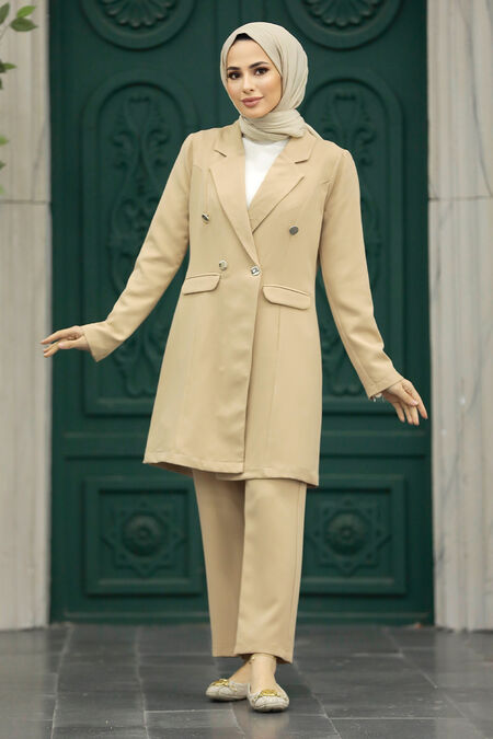  Beige Modest Dual Suit 5851BEJ - NEVASTYLE