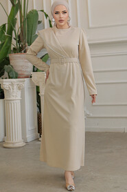  Beige Modest Prom Dress 664BEJ - 2