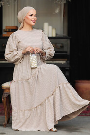  Beige Modest Summer Dress 3033BEJ - 2