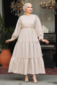  Beige Modest Summer Dress 3033BEJ - 3