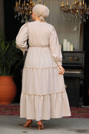  Beige Modest Summer Dress 3033BEJ - 4