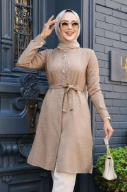 Beige Modest Tops 658BEJ - 1