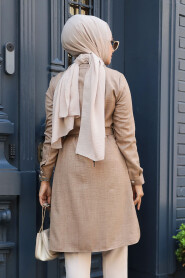 Beige Modest Tops 658BEJ - 3