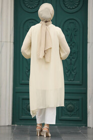 Neva Style - Beige Modest Tunic 24030BEJ - 3