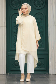Neva Style - Beige Modest Tunic 24030BEJ - 1