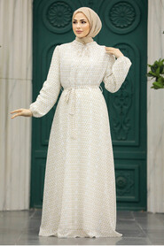  Beige Muslim Long Dress Style 279084BEJ - 2