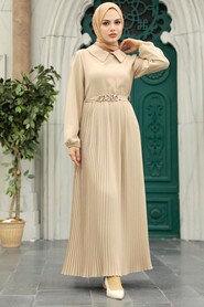  Beige Muslim Long Dress Style 34320BEJ - 1