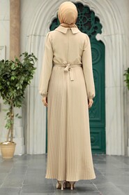 Beige Muslim Long Dress Style 34320BEJ - 3