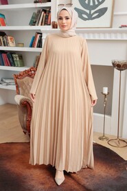  Beige Muslim Long Dress Style 76840BEJ - 1