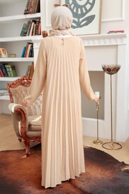  Beige Muslim Long Dress Style 76840BEJ - 2