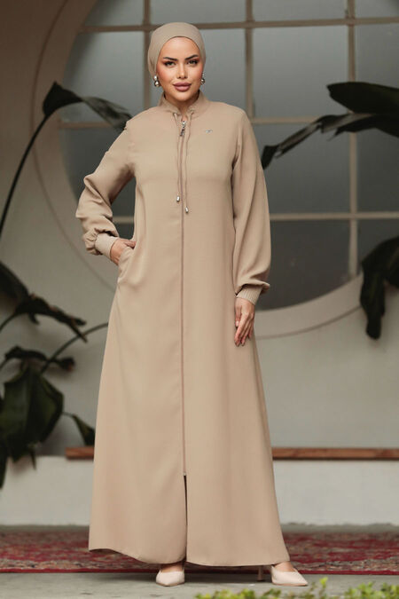  Beige Muslim Turkish Abaya 20036BEJ - NEVA STYLE