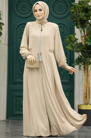  Beige Muslim Turkish Abaya 45271BEJ 
