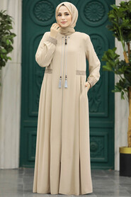  Beige Muslim Turkish Abaya 45271BEJ - 2