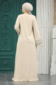  Beige Plus Size Abaya 20057BEJ - 5