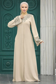  Beige Plus Size Abaya 20057BEJ - 3
