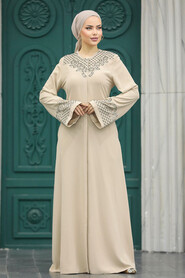  Beige Plus Size Abaya 20057BEJ - 2