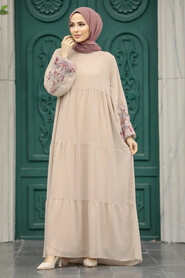  Beige Plus Size Dress 8890BEJ - 1