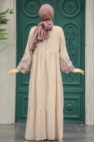  Beige Plus Size Dress 8890BEJ - 3