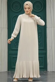 Neva Style - Beige Women Dress 12448BEJ - Thumbnail