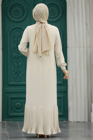 Neva Style - Beige Women Dress 12448BEJ - Thumbnail