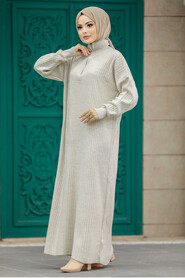  Beige Women Knitwear Dress 34310BEJ - 4