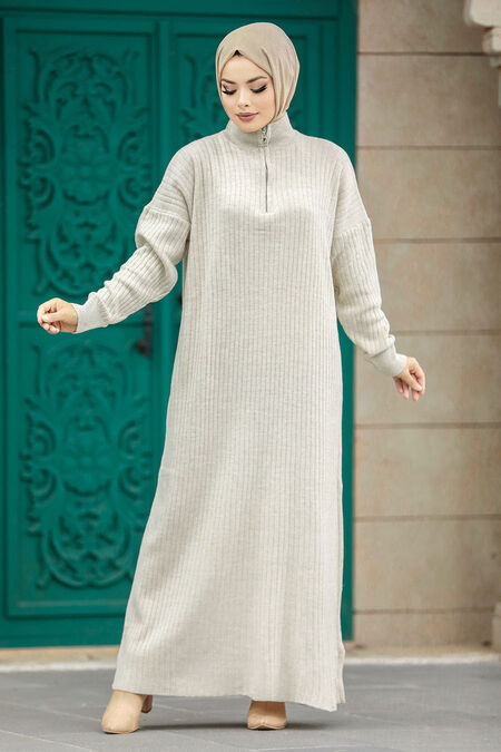  Beige Women Knitwear Dress 34310BEJ - NEVA STYLE