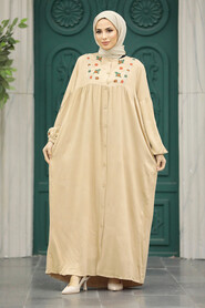  Beige Women Turkish Abaya 8925BEJ - 1
