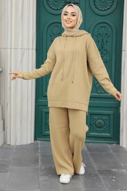  Biscuit Hijab Knitwear Islamic Clothing Dual Suit 25030BS - 2