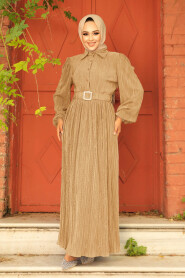  Biscuit Hijab Maxi Dress 5936BS - NEVA STYLE