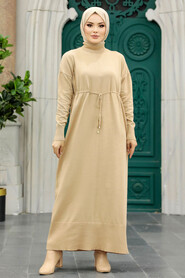 Neva Style - Biscuit Hijab Mercerized Dress 10158BS - Thumbnail