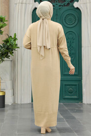 Neva Style - Biscuit Hijab Mercerized Dress 10158BS - Thumbnail