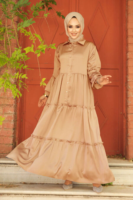  Biscuit Hijab Turkish Dress 5884BS - NEVA STYLE