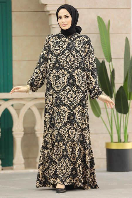  Biscuit Islamic Clothing Dress 15710BS - NEVA STYLE