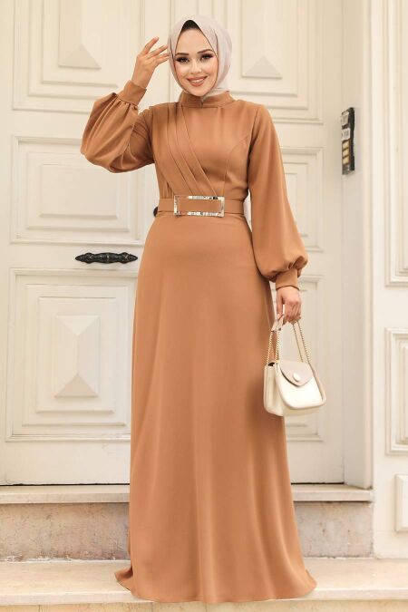  Biscuit Islamic Clothing Dress 3425BS - NEVA STYLE