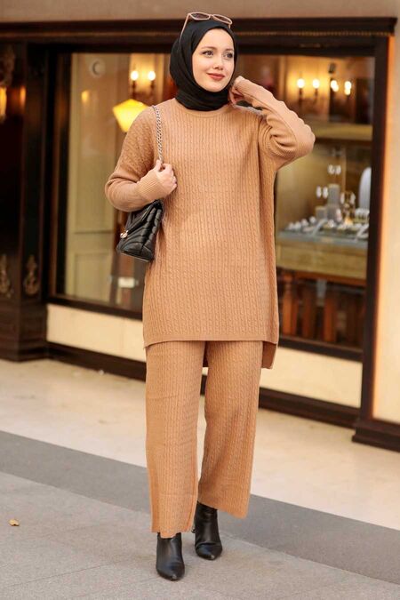  Biscuit Knitwear Muslim Dual Suit 33450BS - NEVA STYLE