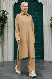 Neva Style - Biscuit Knitwear Hijab Turkish Dual Suit 34181BS - 2