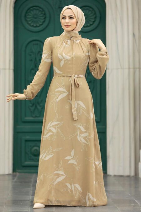  Biscuit Long Dress 279315BS - NEVA STYLE